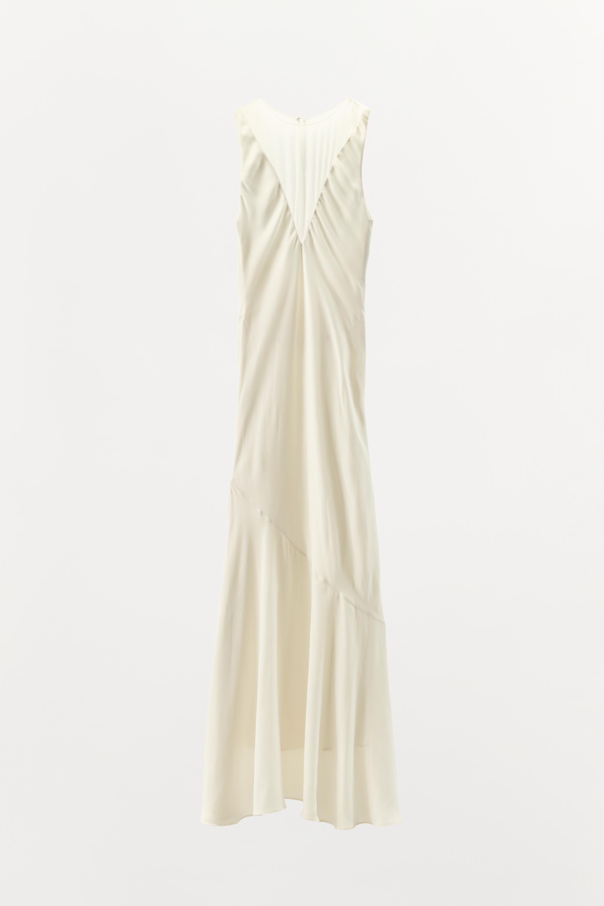 COMBINATION SATIN EFFECT LONG DRESS